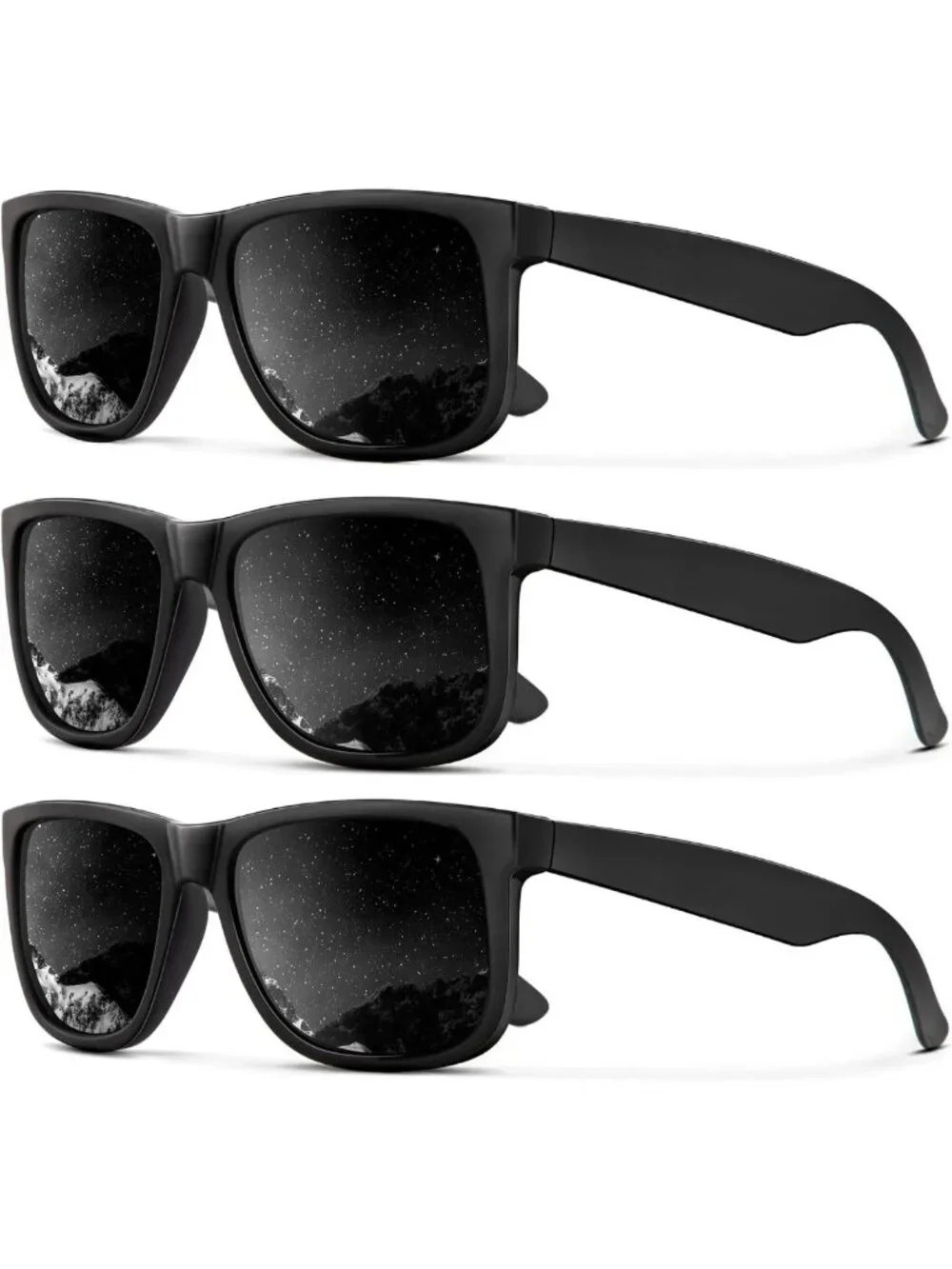 Polarized Sunglasses for Men & Women - Classic Matte Black Frame, UV Protection